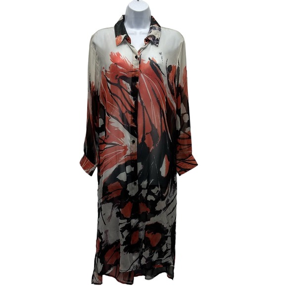 V559, NWT! Liverpool Los Angeles Women’s Sz M Multi-color Button Up Hi-Lo Length